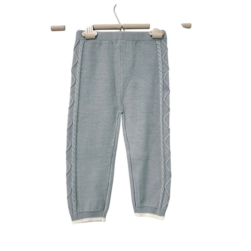 Edgehill Collection Dusty Teal Cable Knit Side Pull On Pants Baby Size 18 Months
